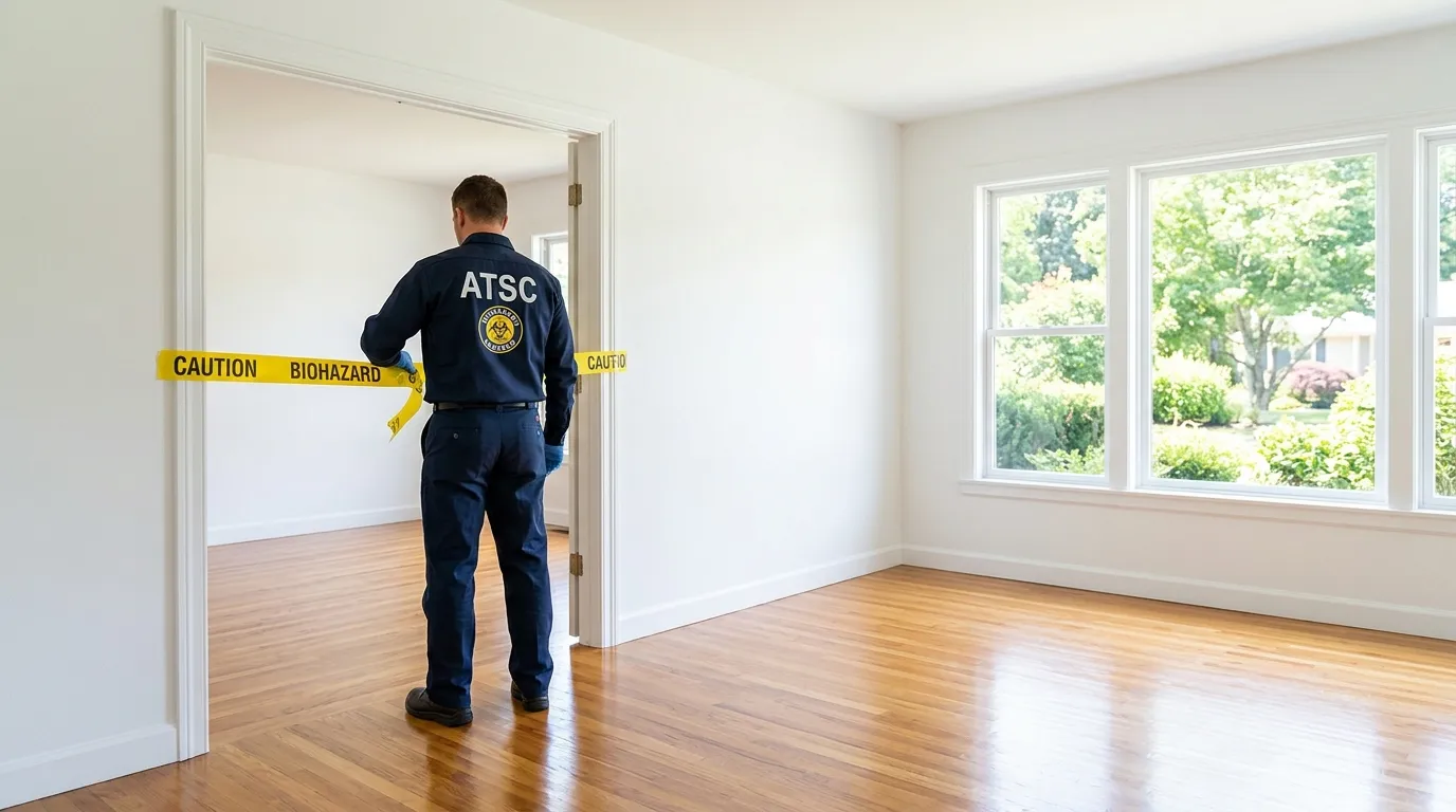 Certified biohazard cleanup crew performing Trauma Scene Cleanup in Echelon